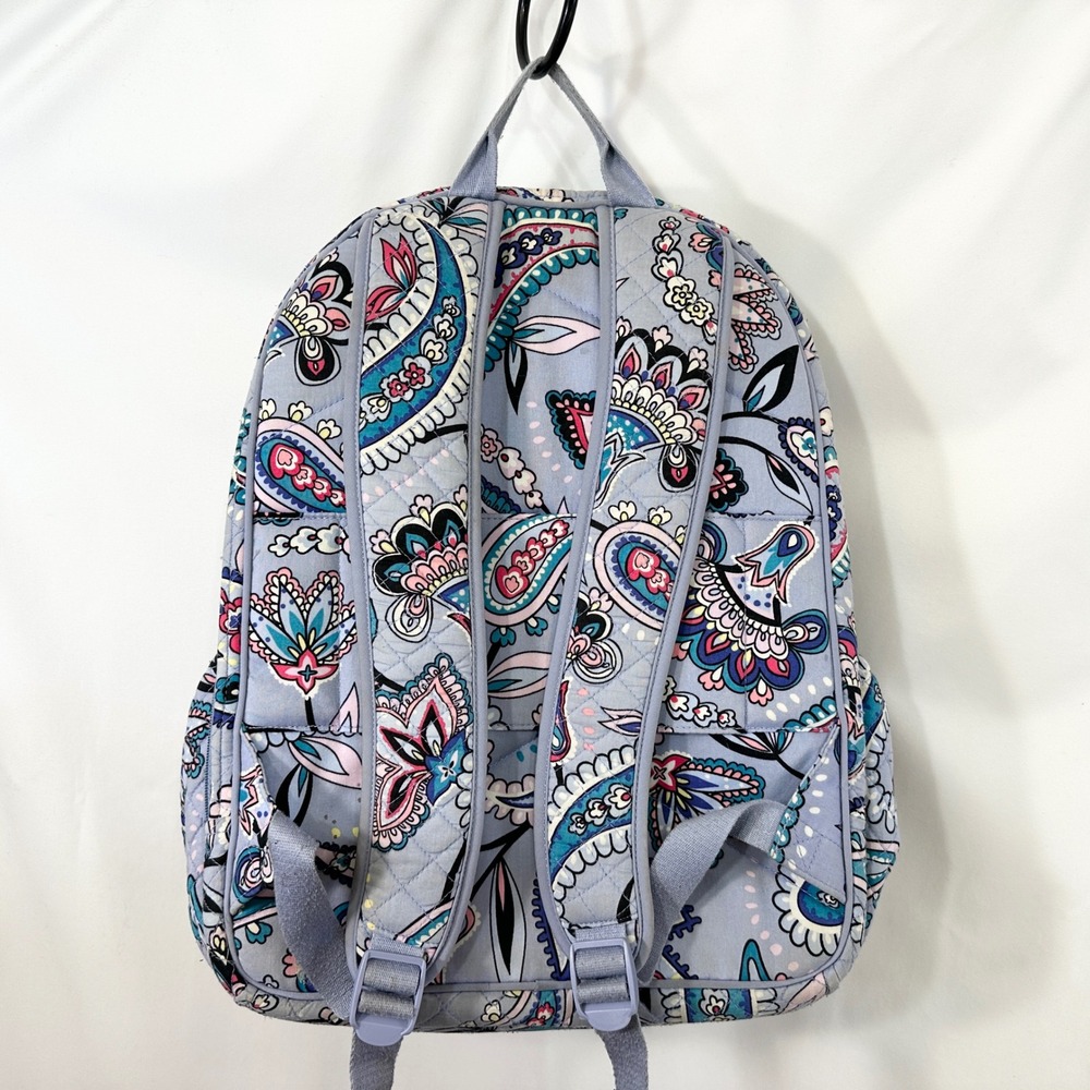 Vera Bradley Iconic Campus Backpack Makani Paisley Blue Quilted Cotton Student - Picture 2 of 10